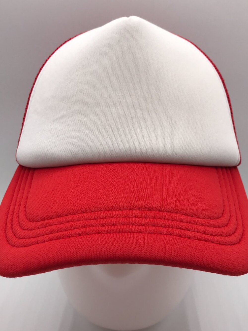 Adult's Red White Mesh Back Trucker Snap Back Cap Hat